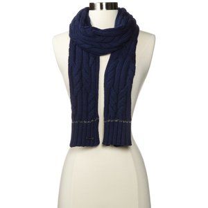 Women's Cable Stitch Scarf With Lurex, Navy, One Size✨